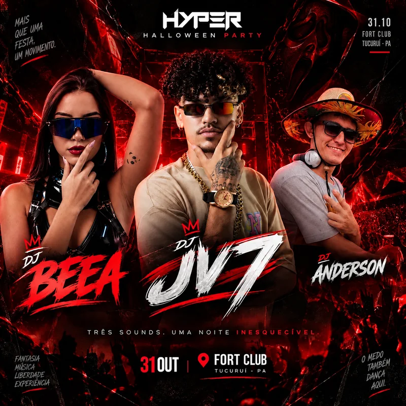 Line-up confirmado com DJ BEEA, DJ JV7 e DJ Anderson na Halloween Party HYPER