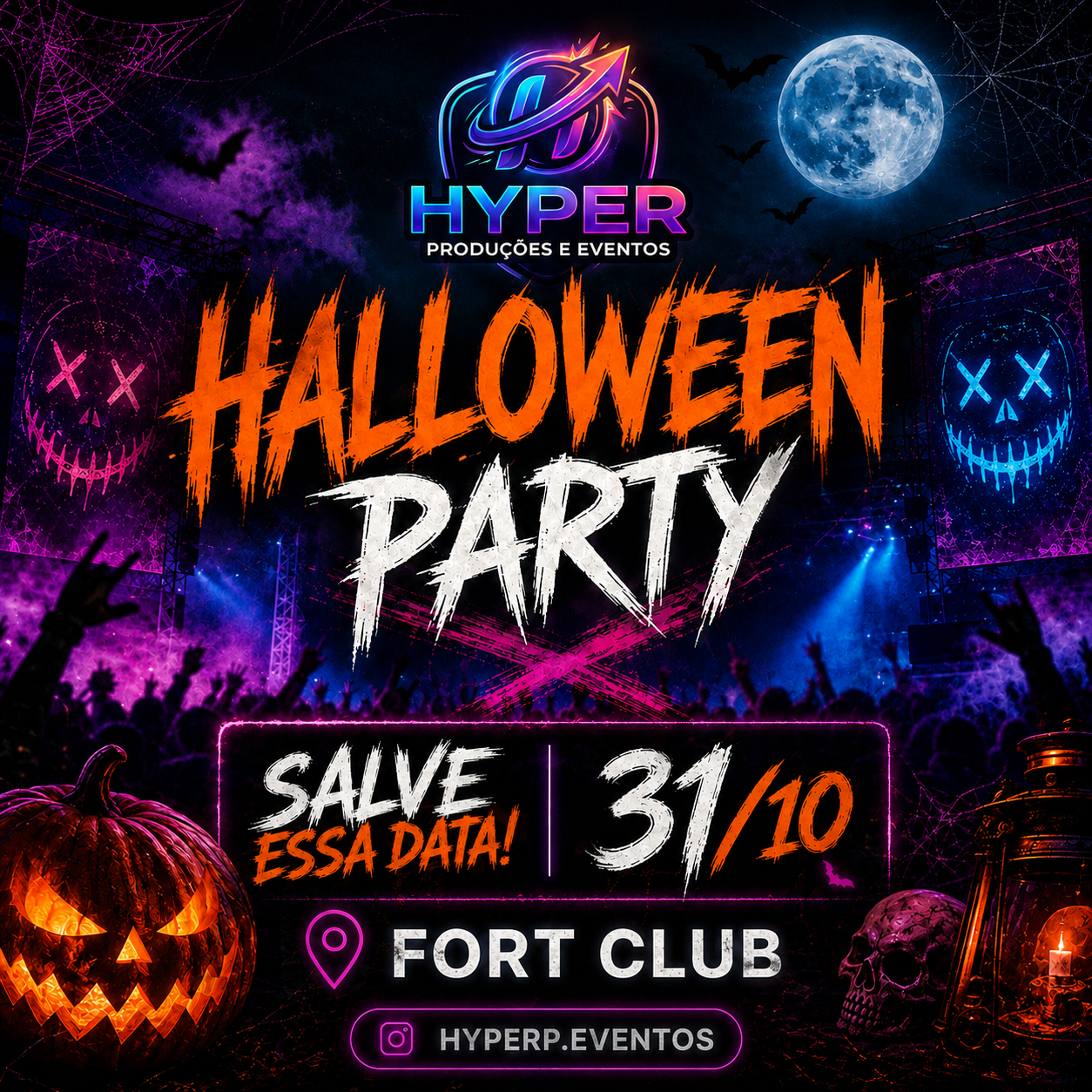 Flyer oficial Halloween Party HYPER, 31 de outubro no Fort Club